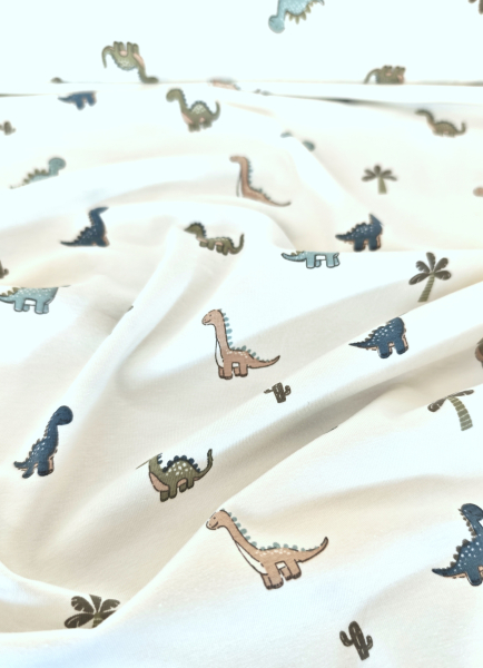 Jersey - kleine Dino`s - weiss - bunt